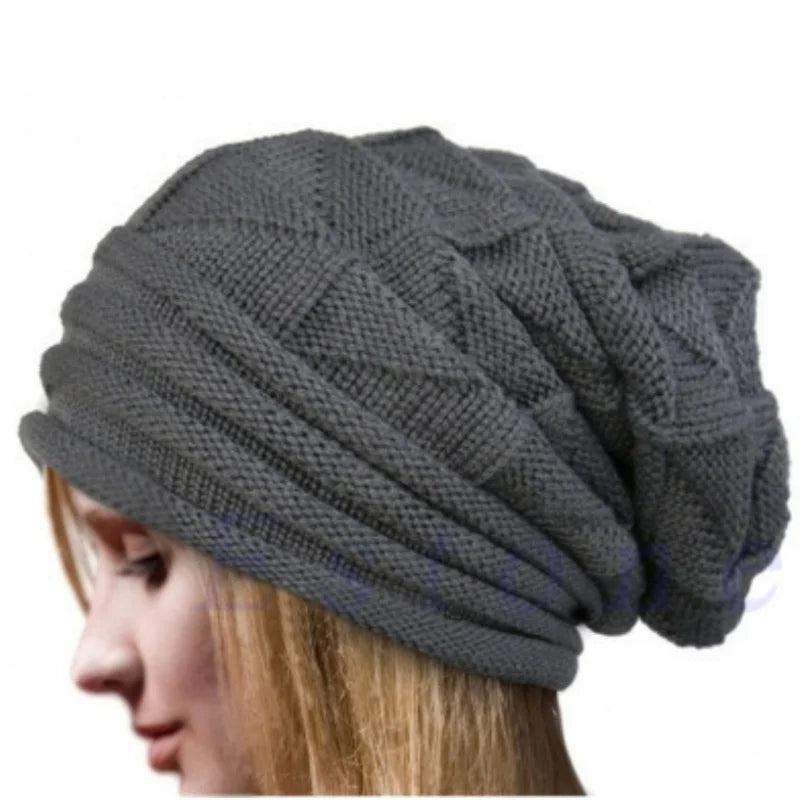 Knitted Hat Women's Autumn And Winter Head Cap Fashion Solid Color Outdoor Windproof Keep Warm Thicken Knitted Hats