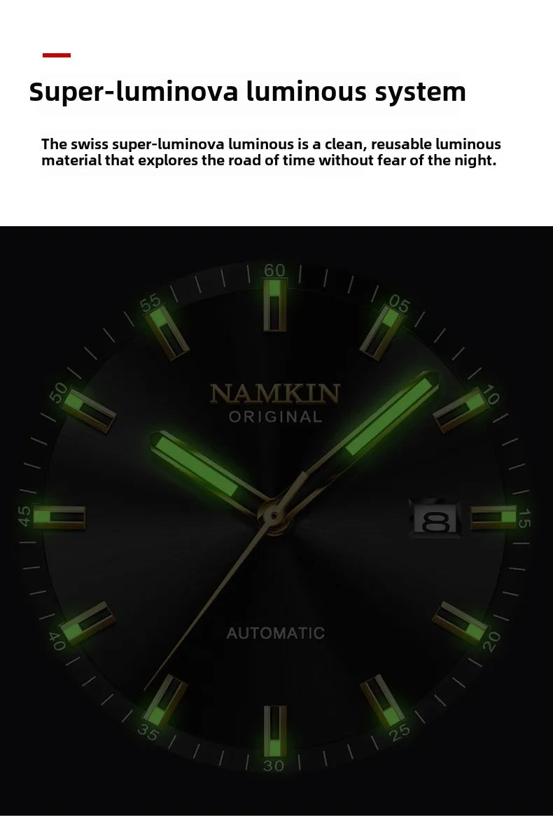 Wrist Silver Wing Pioneer! NAMKIN original timepiece, light sensitive dial with stainless steel chain strap