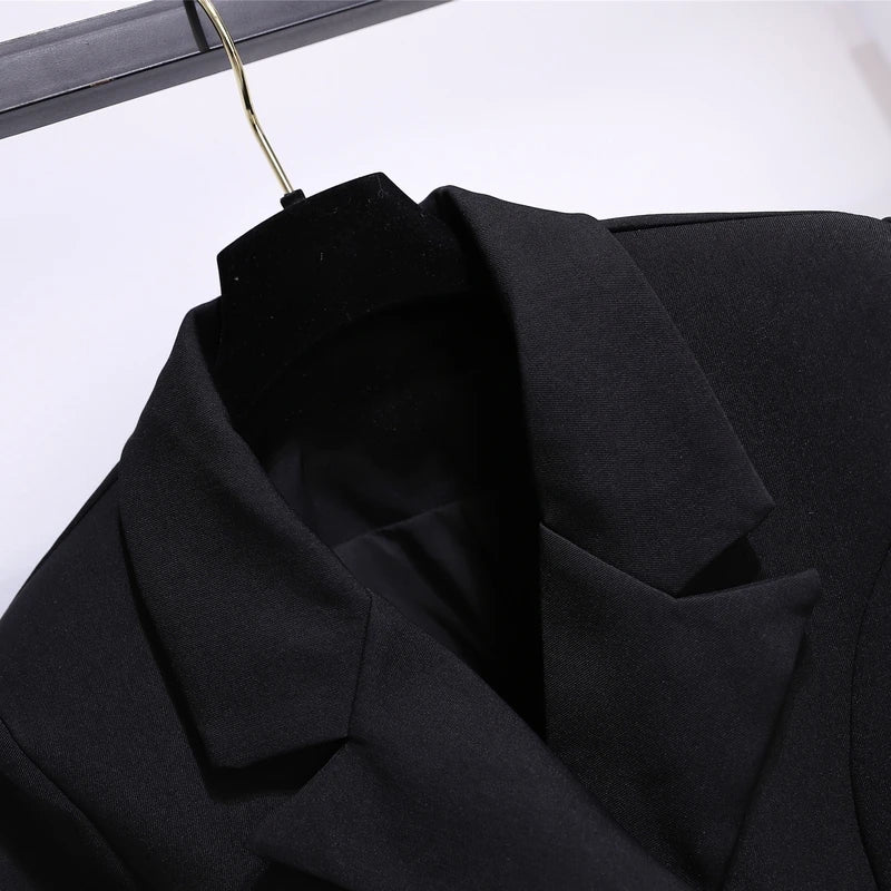 Blazer Women 2025 Spring New Fashion Women Clothing Suit Skirt Jacket Belt Waist Slim Suit Women Blazer Long Coat Black Blazers