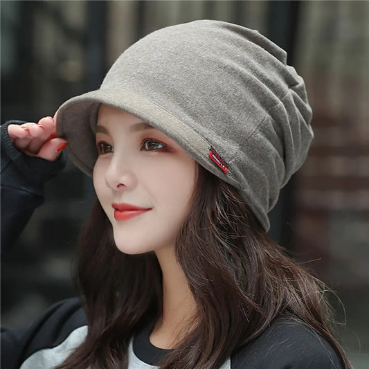 Knitted Hat Women's Autumn And Winter Head Cap Fashion Solid Color Outdoor Windproof Keep Warm Thicken Knitted Hats