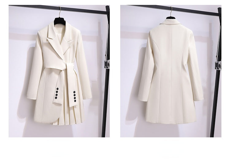 Blazer Women 2025 Spring New Fashion Women Clothing Suit Skirt Jacket Belt Waist Slim Suit Women Blazer Long Coat Black Blazers