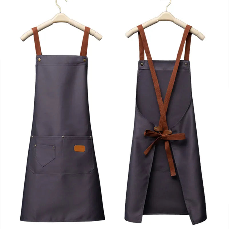 New Fashion Kitchen Aprons for Woman Men Chef Work Apron for Grill Restaurant Bar Shop Cafes Beauty Nails Studios Uniform