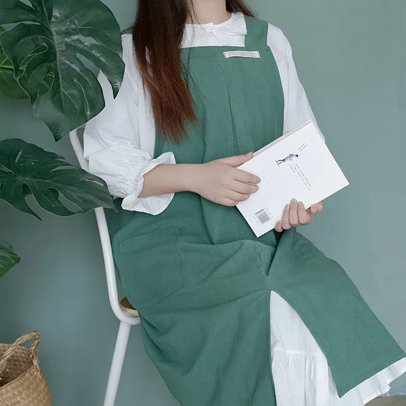 Waterproof Apron for Kitchen Chef, 100% Cotton, Gardening, Florist Baking, Coffee Shop, Ceramics Handwork, Restaurant Waiter