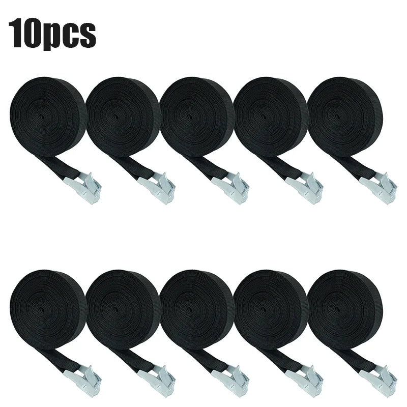 10-Pack 2.6cm*5m Rope Strong Ratchet Belt Black Buckle Tie-Down Belt Cargo Straps for Car Motorcycle Bike Metal Buckle