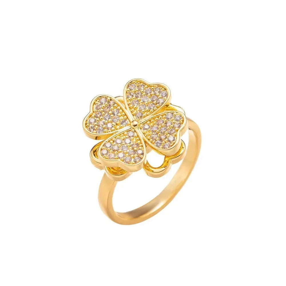 AAA Zircon Simple Geometric Ring Elegant Women's Daily Work Opening Adjustable Rings for Women Bridal Engagement Jewelry Gift