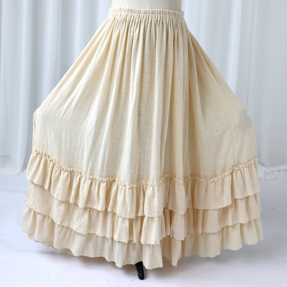 Knitted Bra&Linen Cotton Three-Layer Lace Boho Style Dress Two-Piece Set Photography Dress For Women Photography Props Dress