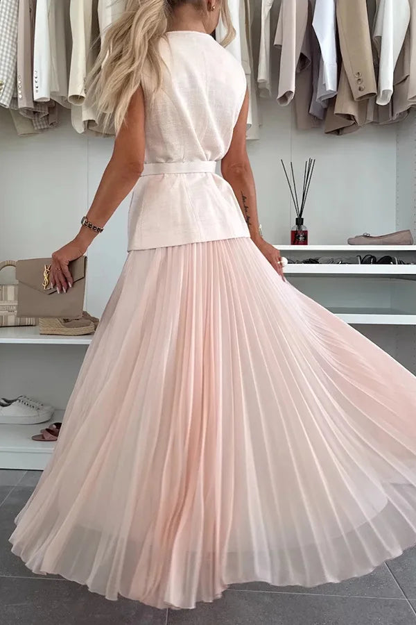 Elegant Long Dresses 2 Piece Set Women Summer Autumn Top Single Breasted Tweed Jacket A Line Chiffon Maxi Skirts Suits Outfits
