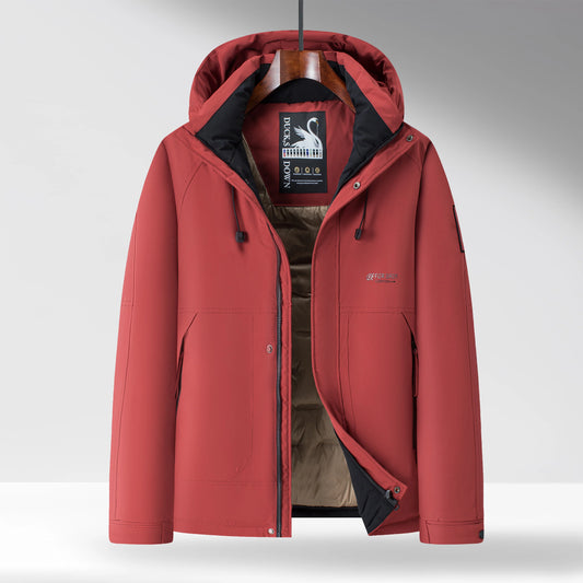 Winter Down Jacket for Men 2025 New Loose Big and Tall Hooded Coat Warm White Duck Down Father Outdoor Jacket for Male