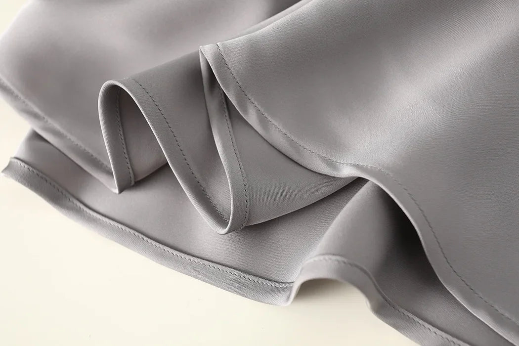 Elegant Skirts for Women Satin High Waisted 2025 New Slim Fit Long Skirt Fashion Temperament Simple Versatile Grey Black Skirts