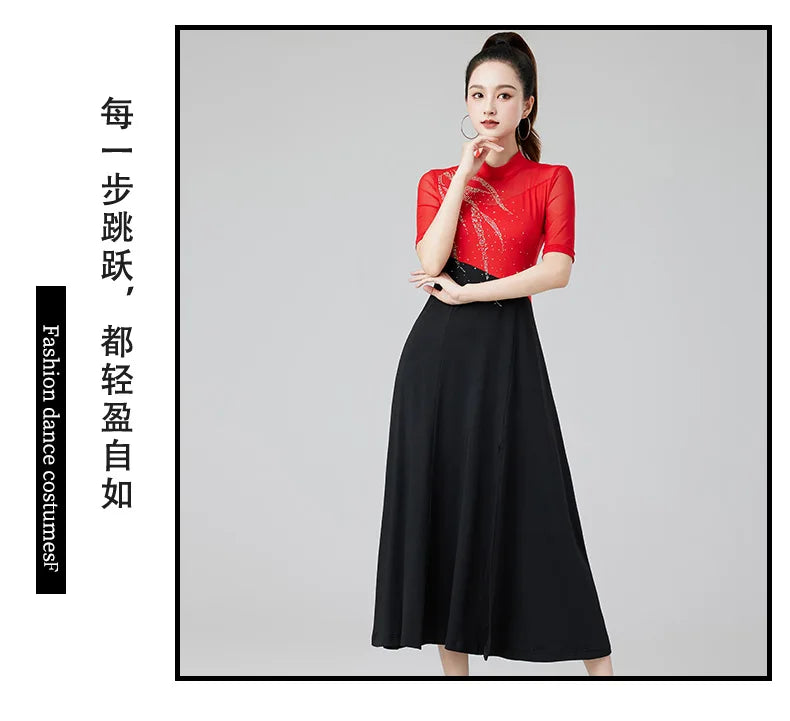 Women Evening Dresses Advanced Latin Dance Practice Suit Diamond Embellished Samba Party Dresses Standard Competition Uniform