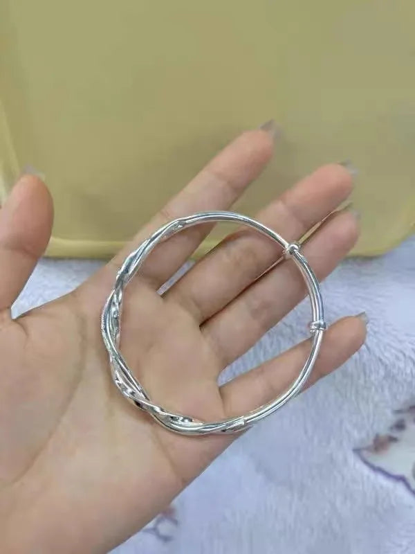 925 Silver plated original pretty weave bracelets Bangles for women fashion party wedding engagement jewelry Adjustable size