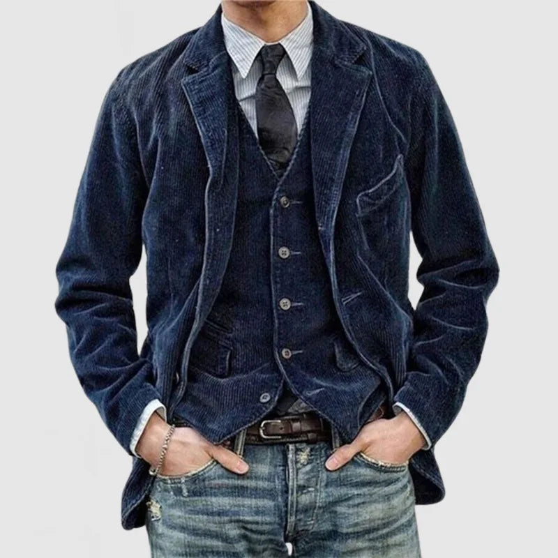 Blazer Men's Fashion Gentleman Business British Style Gentleman Corduroy Wedding Lapel Professional Casual Performance Host Vest