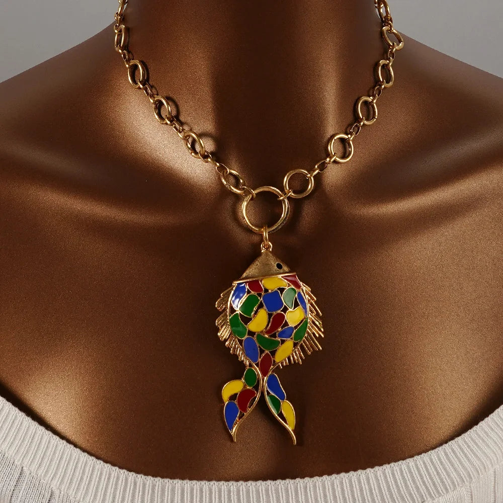 Necklace Fish pendant Aesthetics Jewelry Birthday Present Stainless Steel Charm Chain Beautiful accessories