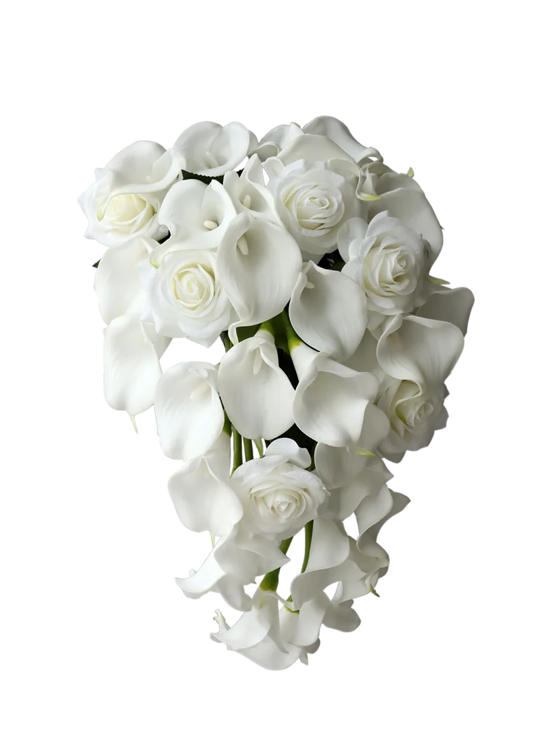 white  calla bridallilies holding flowers wedding bride holding flower calla lilies roses water drops holding bouquet