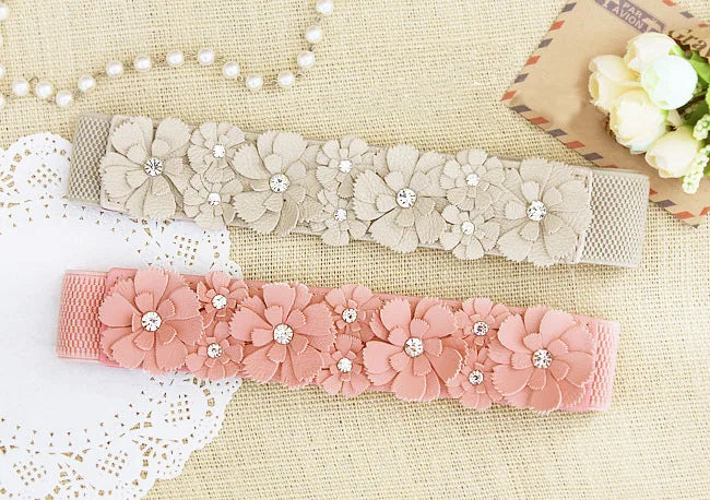 Belt For Women Lady 2023 Fashion Flower Elastic Stretch Waist Belt Wide Elasticated Waistbands Girls Dress Accessories