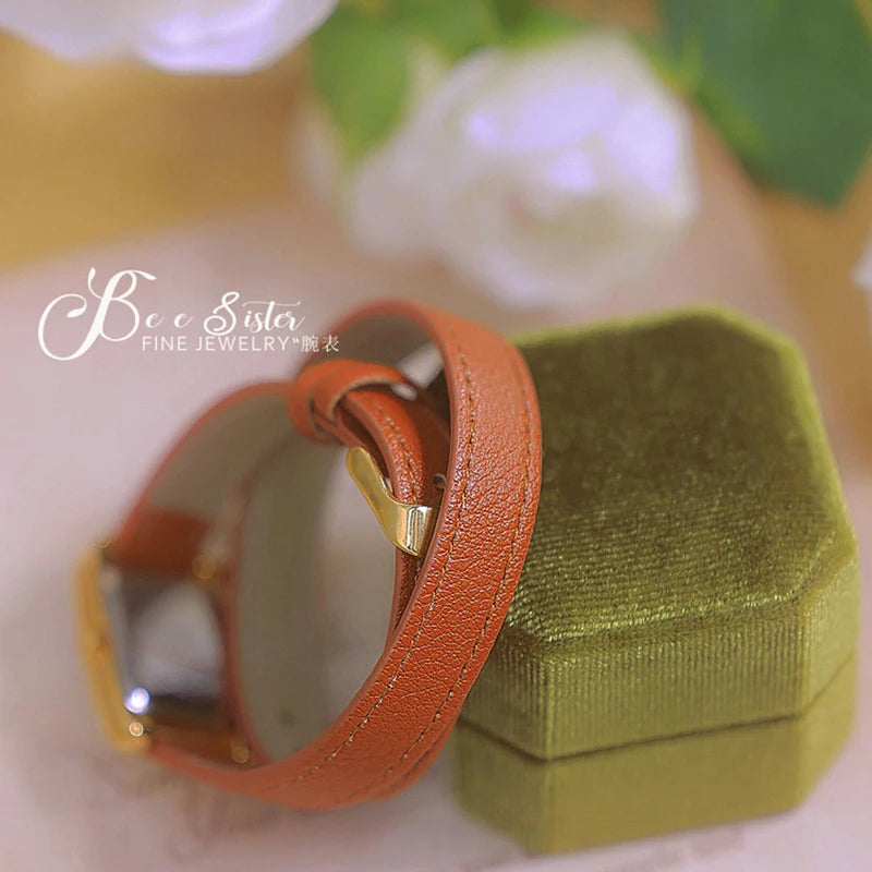 Women Watches 2025 Casual Vintage Leather Watch For Women Fashion Quartz Wristwatches Rose Gold Square Clock Gift For Girlfriend