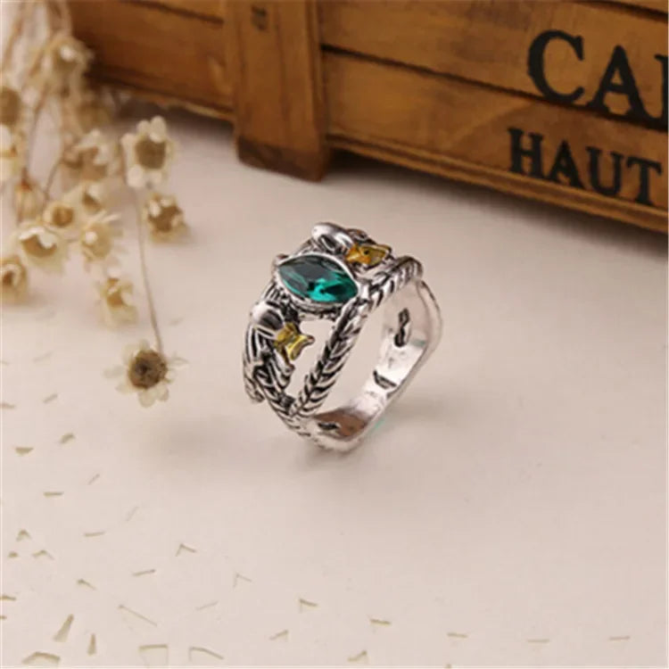 Movie Character Ring Barahir Aragorn Gundor Ring Men's and Women's Large Green Rhinestone Jewelry Gift