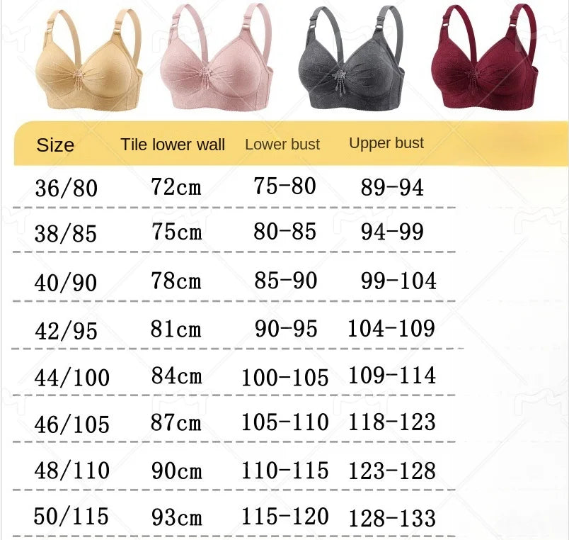 New Bra Women Comfortable Breathable Large Size Underwear 36-50 B C Cup Without Steel Ring Push up Brassiere Lady Lingerie