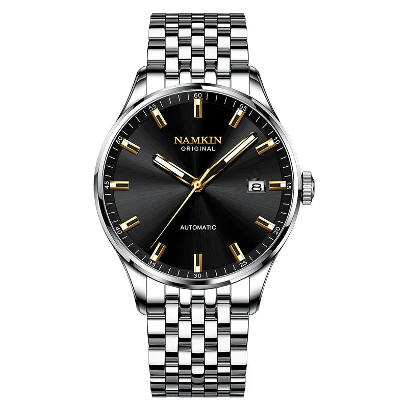 Wrist Silver Wing Pioneer! NAMKIN original timepiece, light sensitive dial with stainless steel chain strap