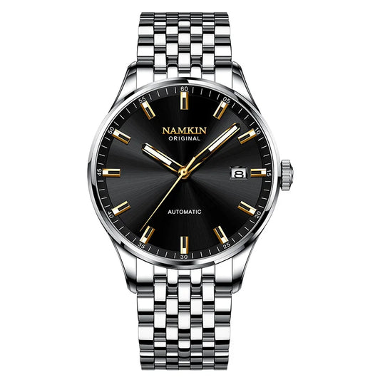 Wrist Silver Wing Pioneer! NAMKIN original timepiece, light sensitive dial with stainless steel chain strap