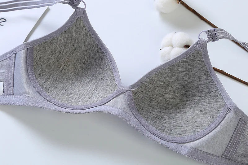 Cotton Soft Bra for Women B Cup No Steel Ring Comfort Thin Cup Sexy Little Flowers Push Up Brassiere Sweet Girl Lingerie Bra