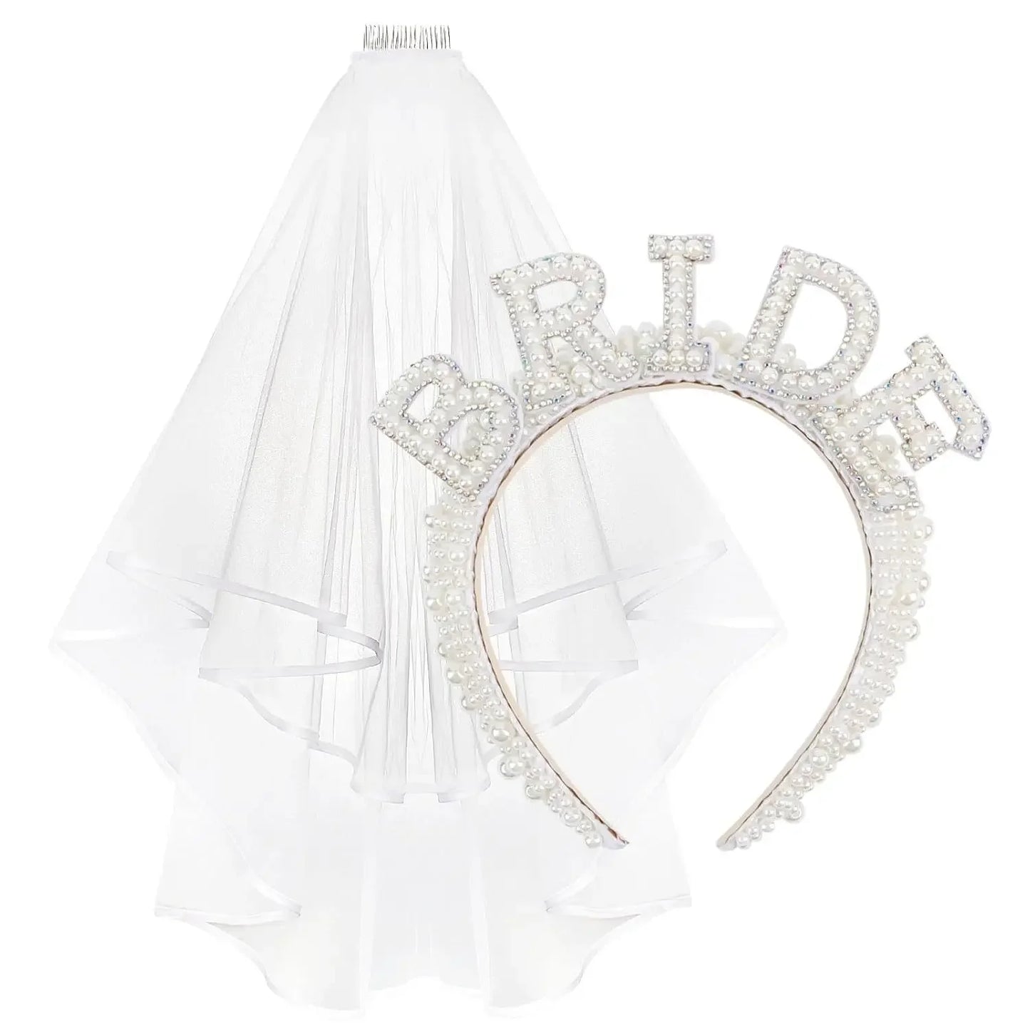 Handmade Bridal Pearl Headband BRIDE Alphabet Beads Elegant Masquerade Headdress Wedding Party Hair Accessories Photography Prop