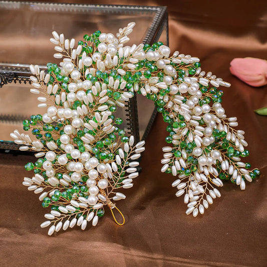 Bridal Wedding Headbands for Women imitation Pearls Handmade Tiaras Hair bands Jewelry Fashion Accessories Prom Pageant