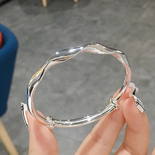 Luxury Sliver Bangles for Women Mobius Twisted Bangles Simple Bangle Wedding Party Jewelry Accessories Браслеты На Руку Женские