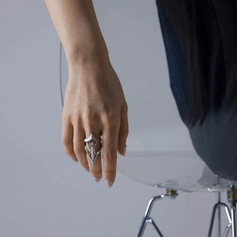 Advanced Hollow Ring Jewelry Aesthetic Open Rings Dinner Party Rings DropShip