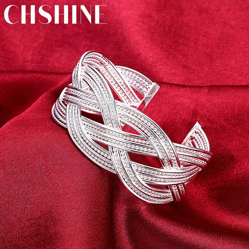 925 Sterling Silver Bracelets for Women elegant Braided wire bangle Fashion Wedding Party Christmas Gift Girl student Jewelry
