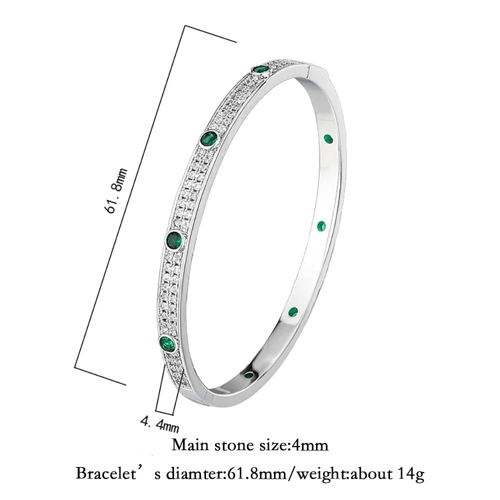 Luxury Wedding Bangles for Women Vintage 4mm Sapphire Emerald Ruby Bracelets Gemstone Party Fine Jewelry Birthday Female Gifts