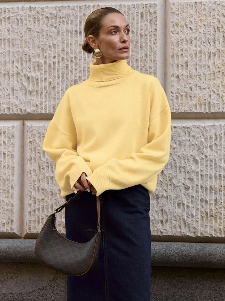 Sweater for Woman Autumn Winter New High Neck Thickened Warmth Knitted Sweater Fashionable Casual Loose Sweaters Pullovers