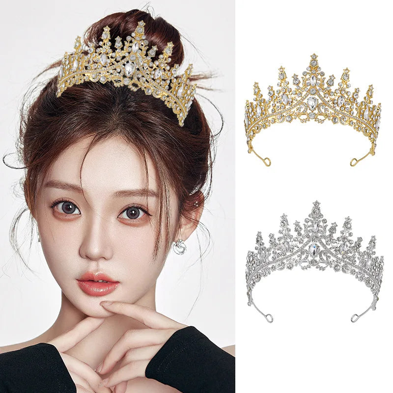 Bridal Headwear - A Golden Lady Fashion Wedding Crown, Rhinestone Classic Princess Tiaras
