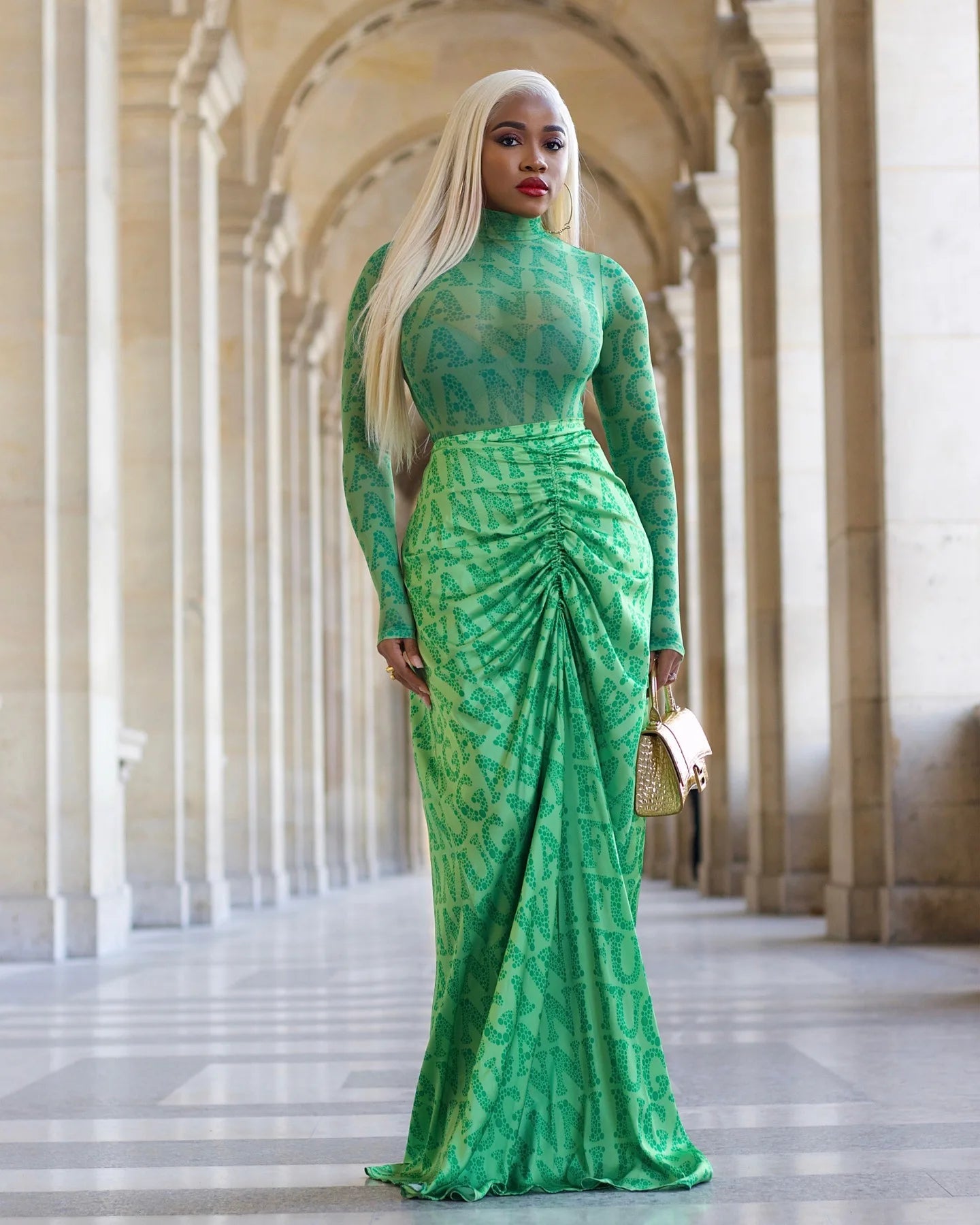 Two Piece Sets Women Skirt Set Print Matching Sets Slim Dress Sets Bodycon Top Floor Length Skirts Casual Pleated Elegant Spring