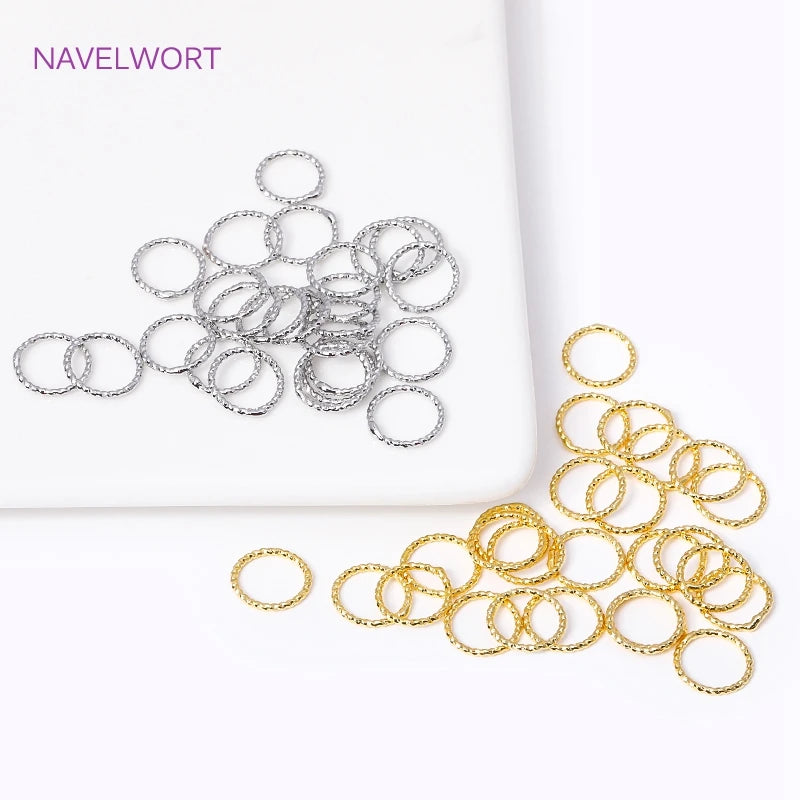 Wholesale 18K Gold Plated Brass 6/8/10/12MM Round Twist Closed Ring Connectors Accessories For DIY Jewelry Making Supplies