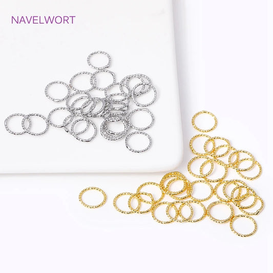 Wholesale 18K Gold Plated Brass 6/8/10/12MM Round Twist Closed Ring Connectors Accessories For DIY Jewelry Making Supplies