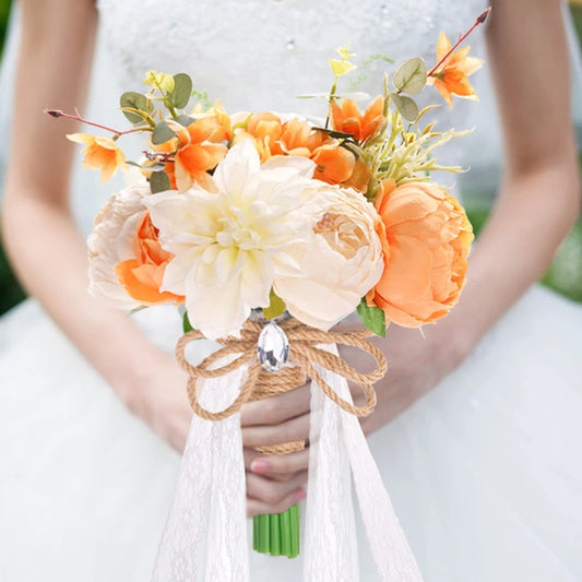 30CM Wedding Decoration Bridal Holding Flowers Artificial Roses Bundle Home Decoration Photography Props Silk Flowers