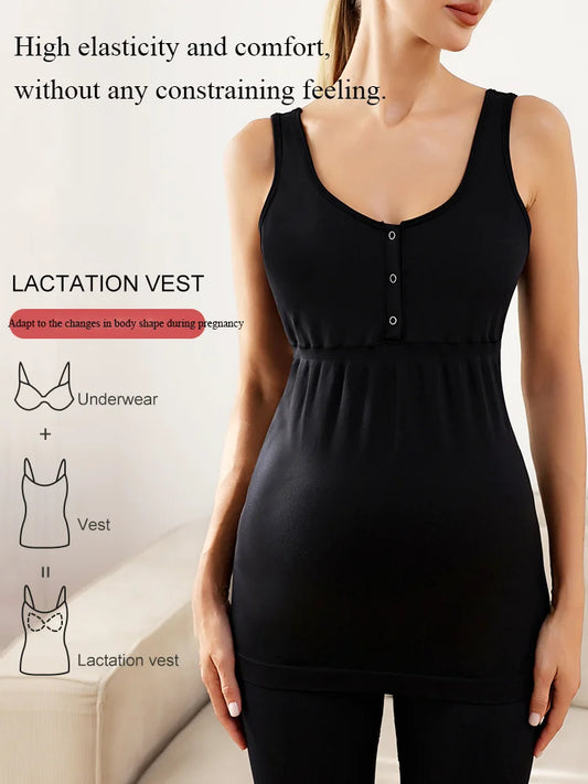 Maternity Nursing Yoga Vest Women's No-Need-To-Wear Underwear Beautiful Back Postpartum Vest for Nursing Pregnant Women
