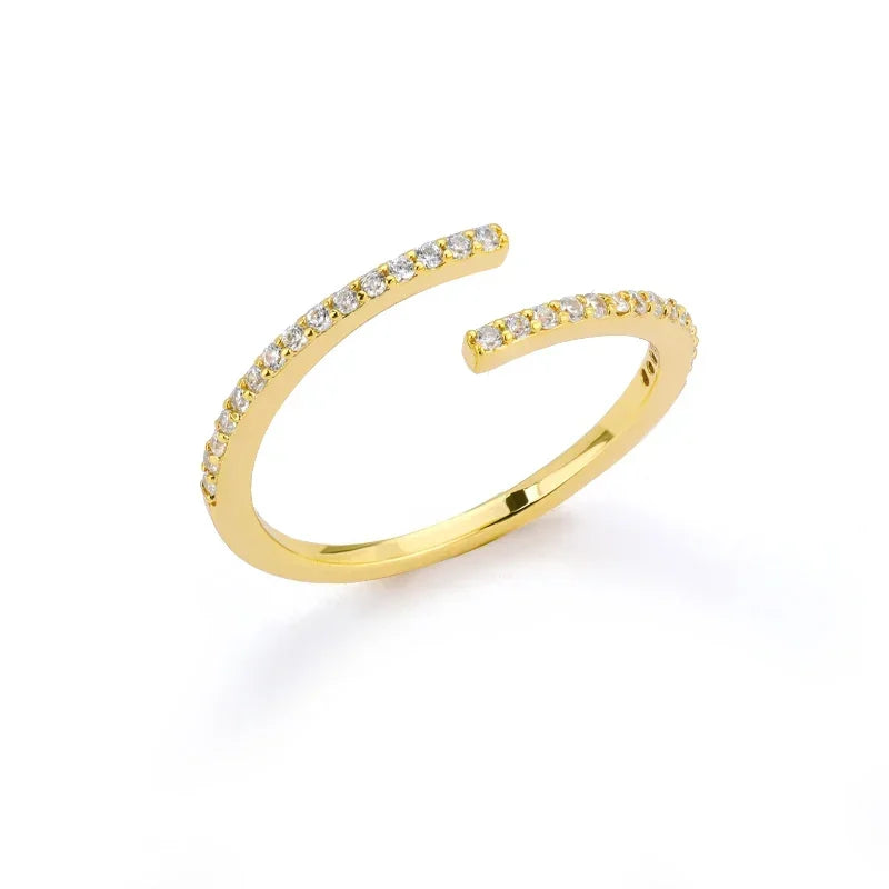 AAA Zircon Simple Geometric Ring Elegant Women's Daily Work Opening Adjustable Rings for Women Bridal Engagement Jewelry Gift