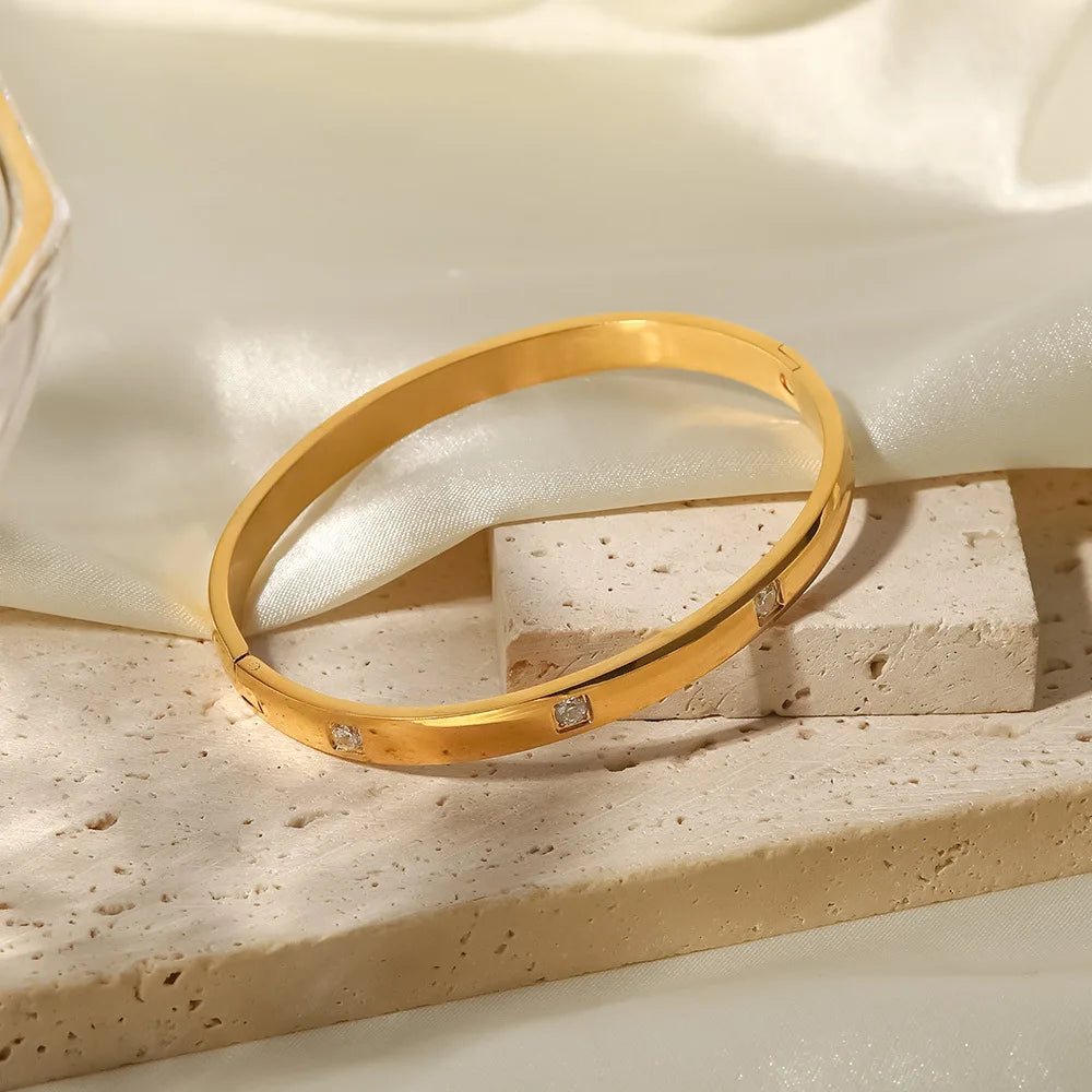 Fashion Punk Cuff Bangles For Women Dainty Zircon Inlaid Bohemia Indian Bracelets & Bangles Women's Female Cute Ladies Jewelry