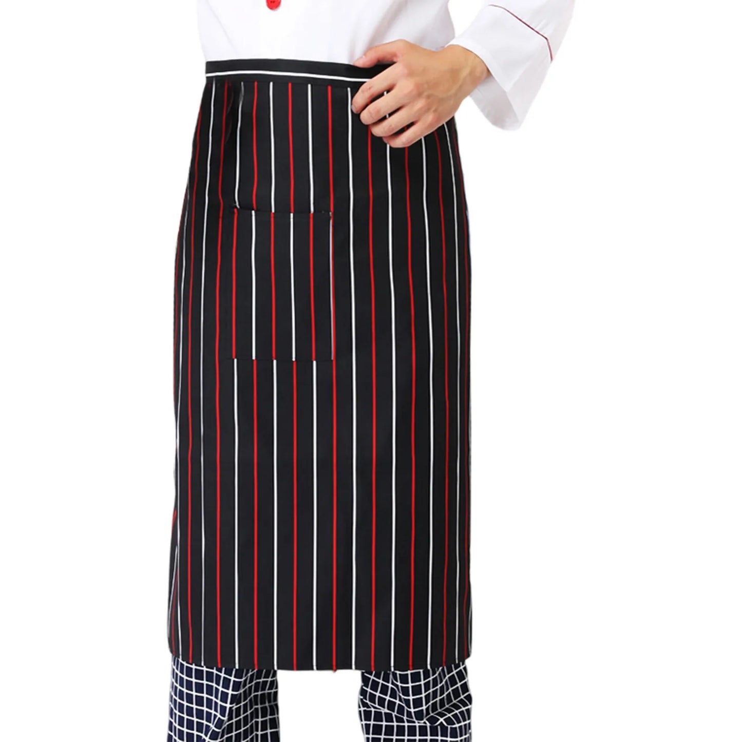 Black Men Kitchen Apron Striped Chef Cleaning Accessories Women Useful Cooking Grid Adjustable colorful apron catering