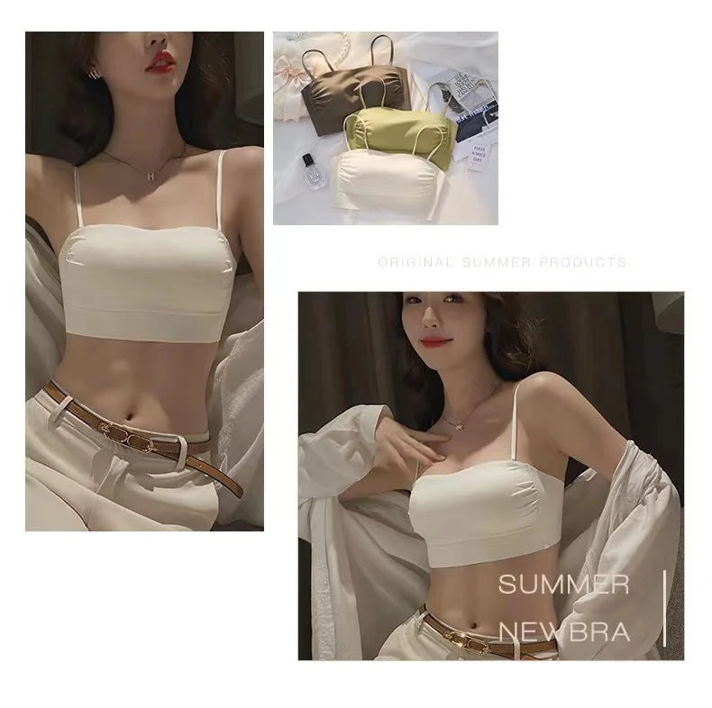 Bra Underwear For Women With anti Stray Light Wrap, Thin Shoulder Straps, Thin Back Vest, Sexy Bra, All In One For External Wear