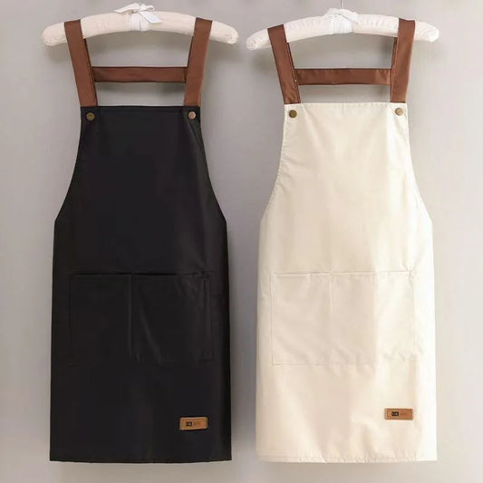 Kitchen Cooking Apron Women Men Waterproof Oil-proof Apron Household Work Clothes with Pockets for Hotel Resturant Coffee Shop