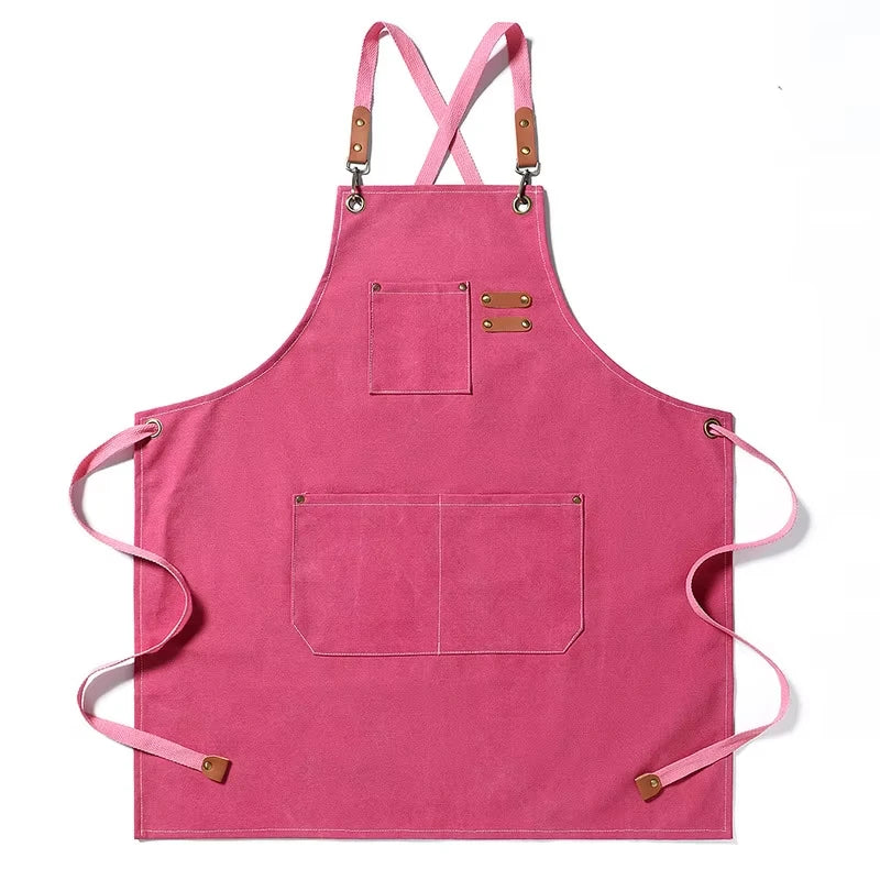 Kitchen Household Cooking Canvas Apron Can Wipe Hands Men Women Adult With Tool Pockets Oil-proof Waterproof Fashion Coffee Over