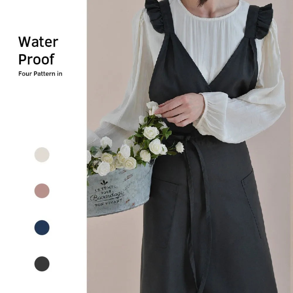 Modern Waterproof Florist Apron Cotton Adjustable Kitchen Apron with Pocket Stylish Cooking Apron Crafting