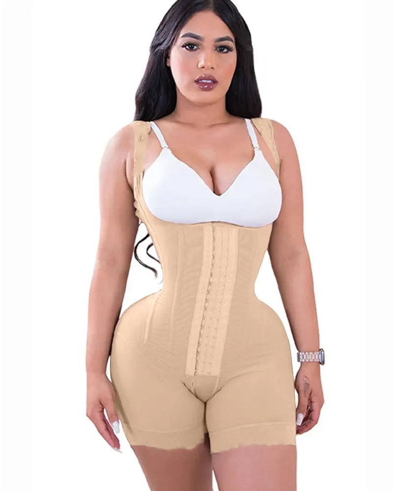 Women's  A Comfy Shaping Jumpsuit Flatten Abdomen Waist and Hips Zip Front Closure Shapewear Firm Tummy Compression Butt Lifter