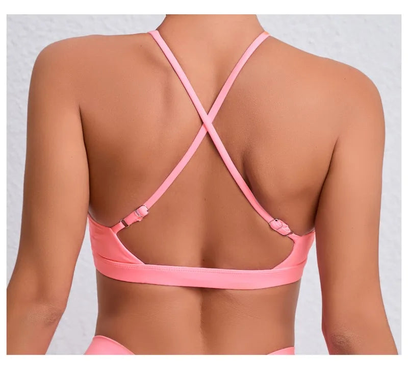 Women's Yoga Bra - Running Cross Back Breathable Naked Feel Sports Fitness Bra  for Yoga Running Gym Top
