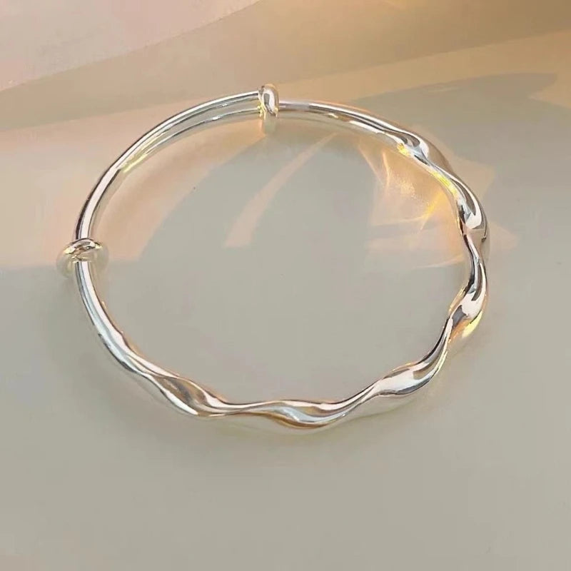Luxury Sliver Bangles for Women Mobius Twisted Bangles Simple Bangle Wedding Party Jewelry Accessories Браслеты На Руку Женские