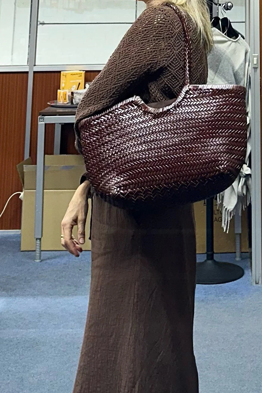 Handbags Women's Genuine Leather Shoulder Bag Weaving Casual Shopping Bag Vintage Big Tote Purse Cowhide Cross Hand Bags Lady