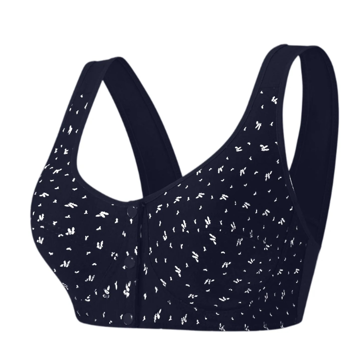 Women Fashion Casual Bra Small Flower Pattern Decor Vest Style Front Buckle Lingerie Lady Elegant Comfortable Daily Underwear